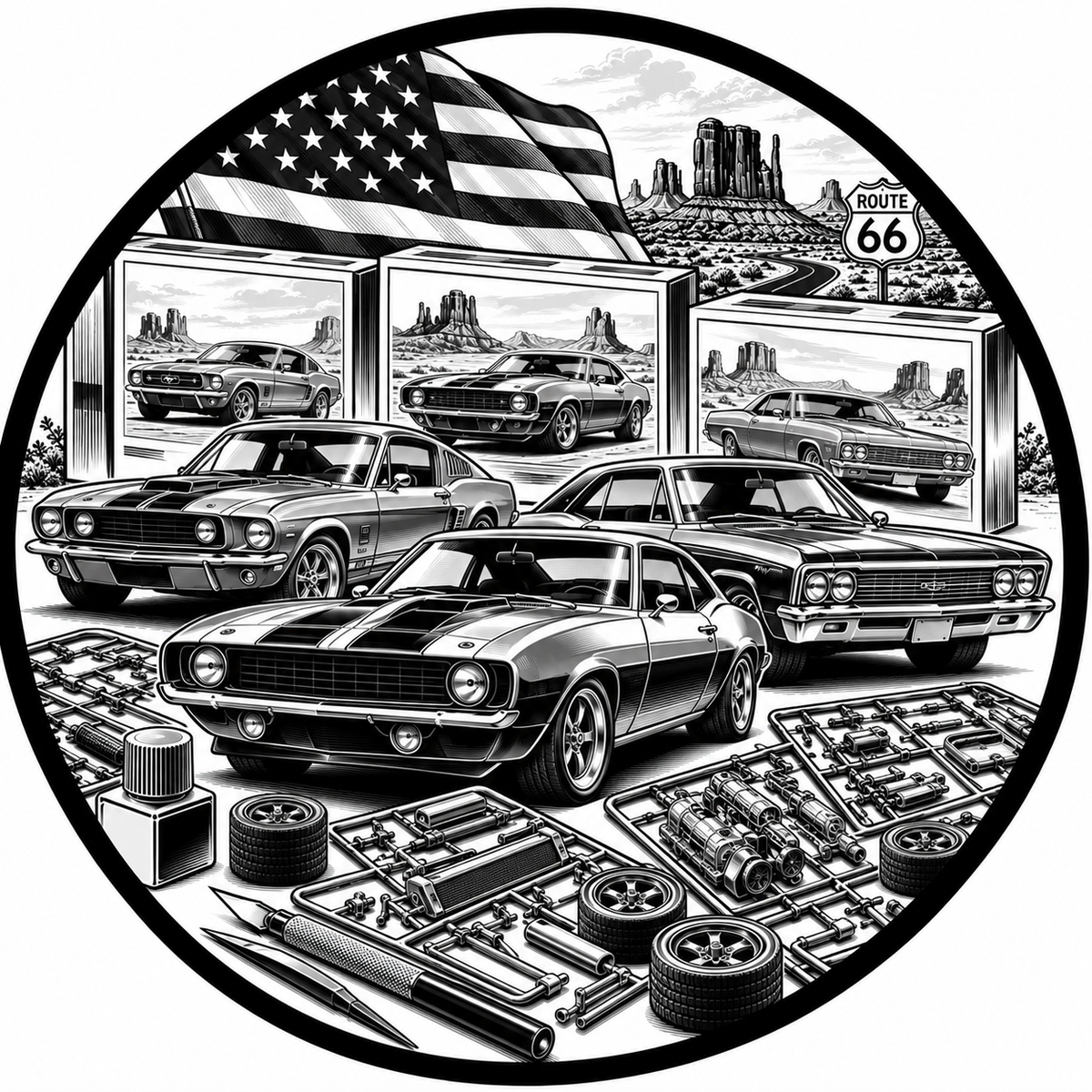 Amerikanische Auto-Modellbausätze