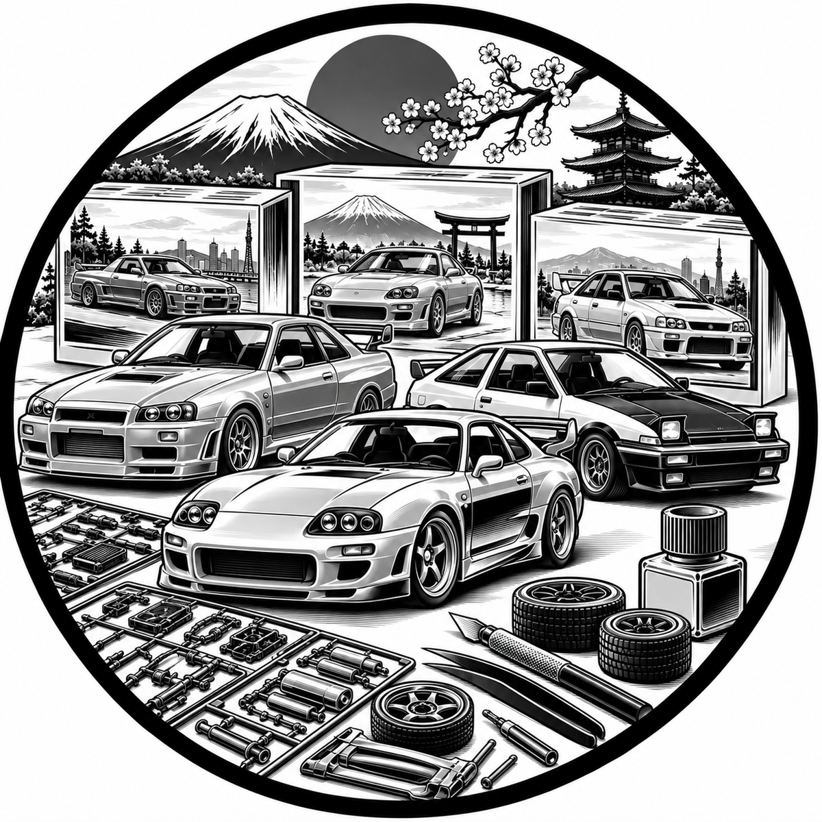 Asiatische Auto-Modellbausätze