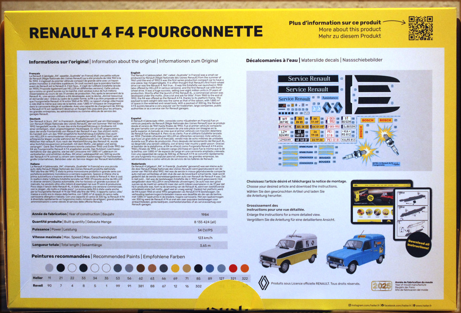 Heller 82700 1984 Renault 4 F4 Fourgonette 1:24 Bausatz
