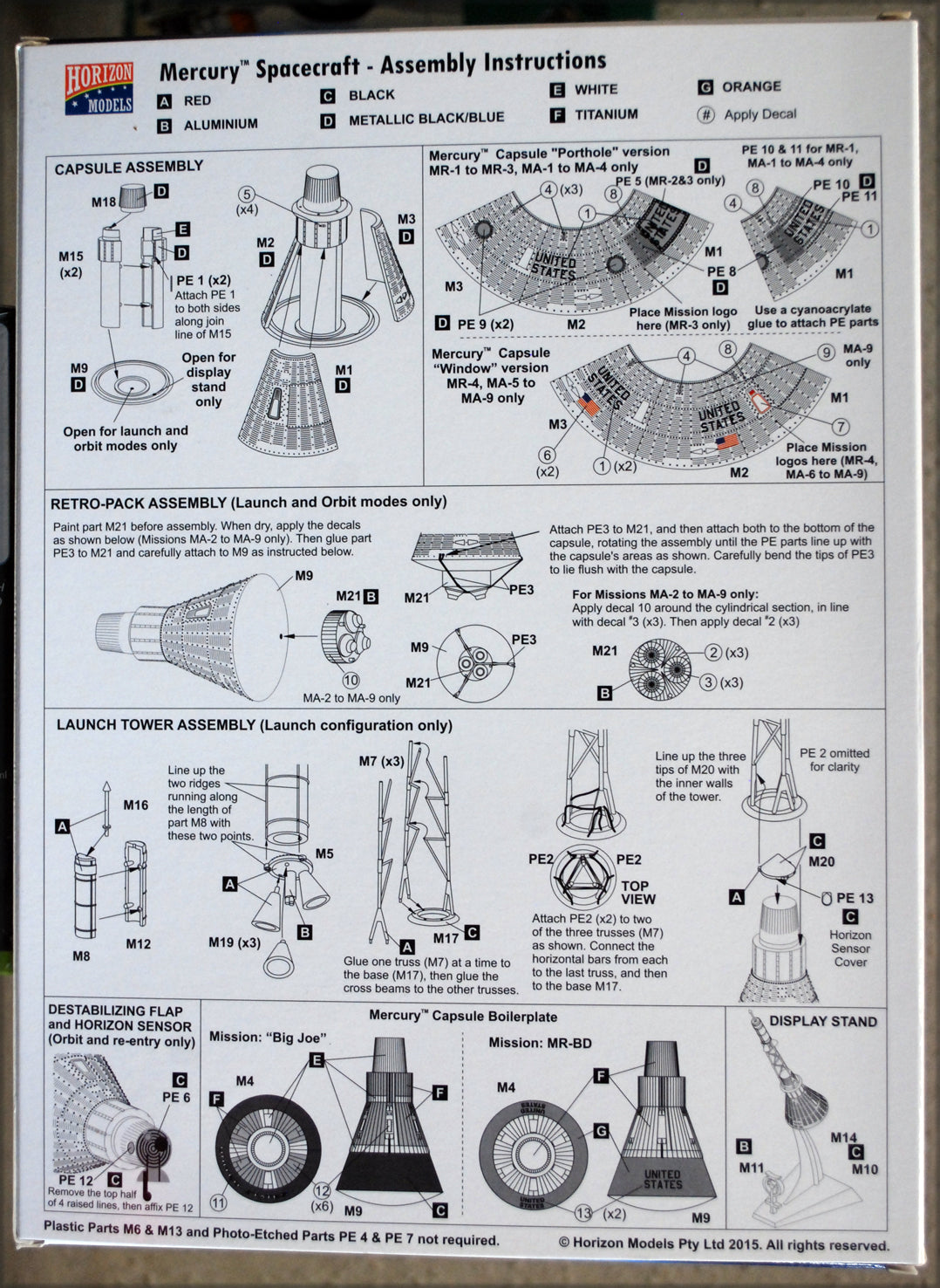 Horizon Models 2003 Mercury Spacecraft Raumkapsel 1:72 ganz neu 2023 Bausatz