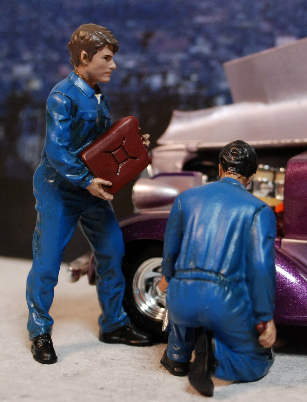 23901B American Diorama Set 4 Mechaniker Jerry, Ken, Paul, Dan blau 1:24