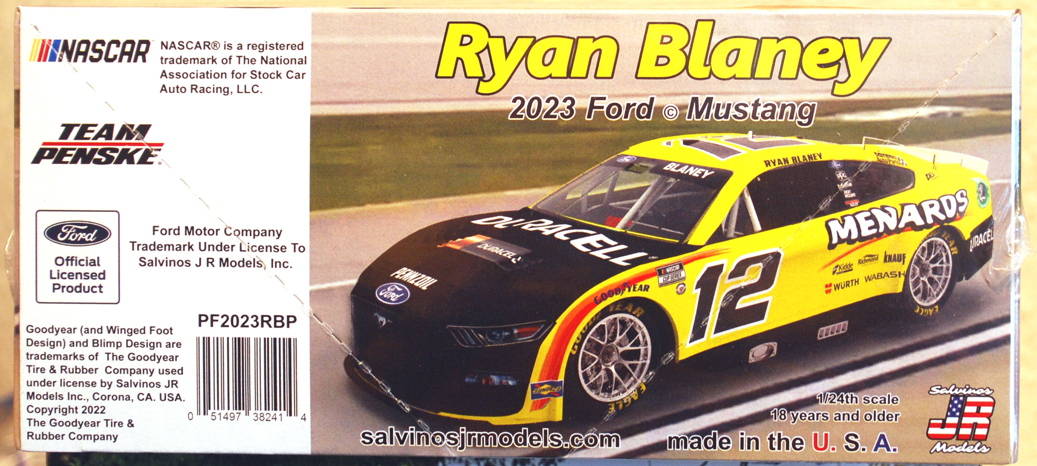 2023 Ford Mustang Ryan Blaney Duracell Team Penske 1:24 Salvinos JR 382414