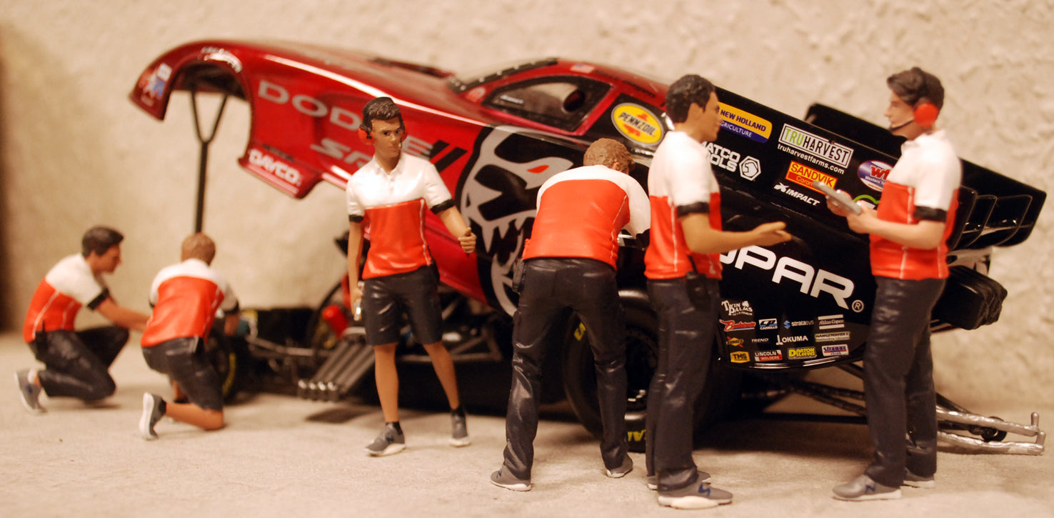 25001B American Diorama Race Crew Set alle 6 Figuren 1:24