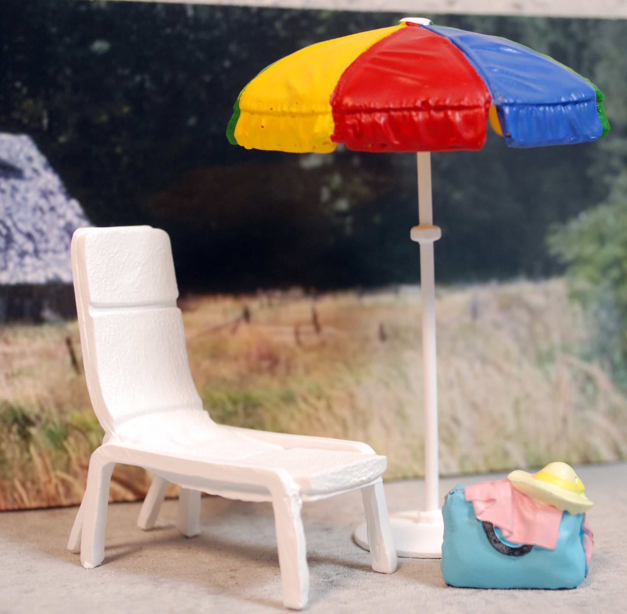 76417 American Diorama Beach Chair & Umbrella 1:24 neu 2022