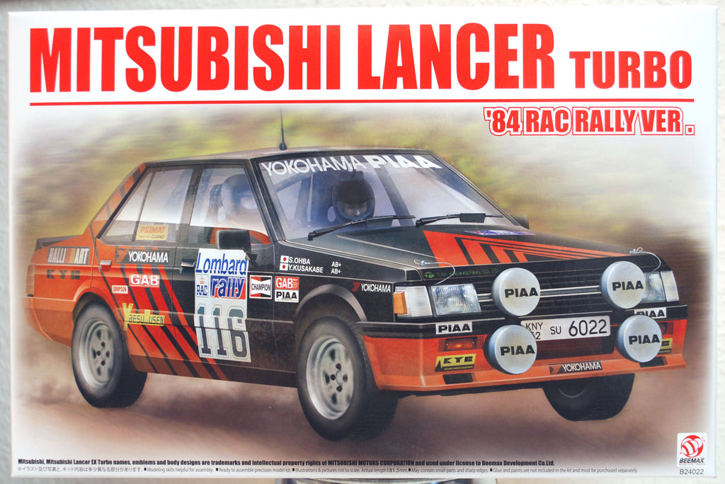 Aoshima Beemax 106082 / 24022 1984 Mitsubishi Lancer Turbo RAC Rallye 1:24 #25