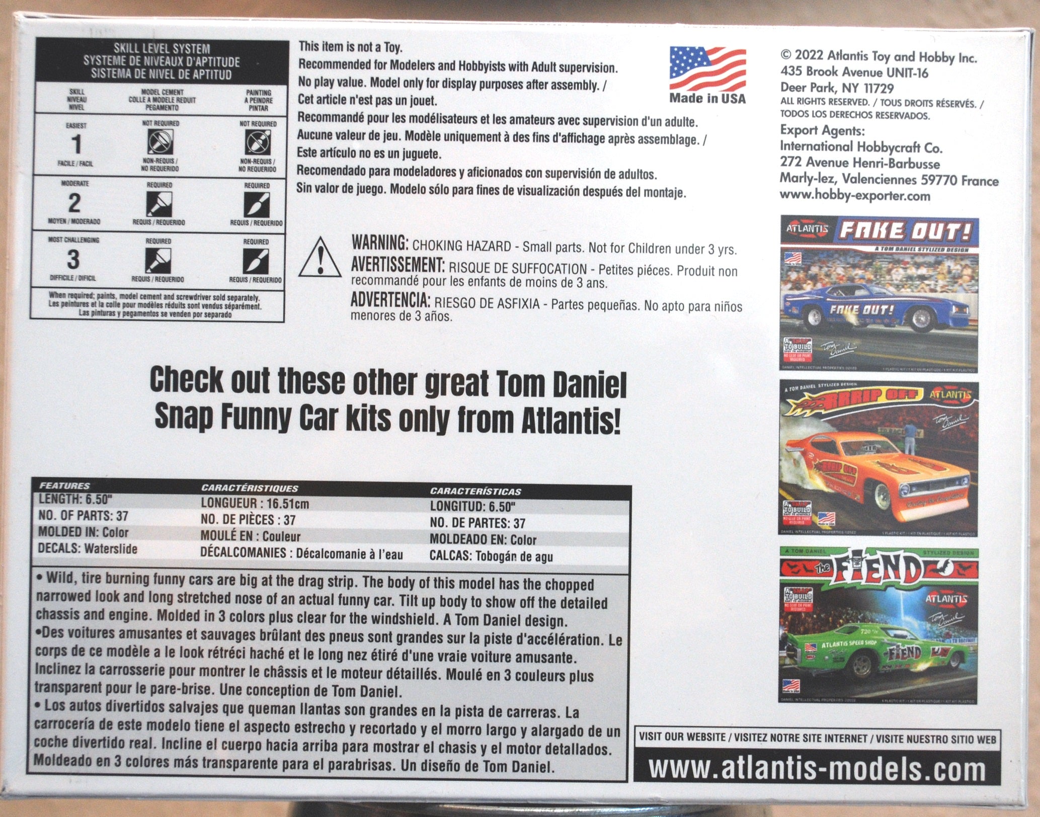 Atlantis 8276 Tom Daniels Whiplash Funny Car 1:32 neu 2022 Snap Bausatz