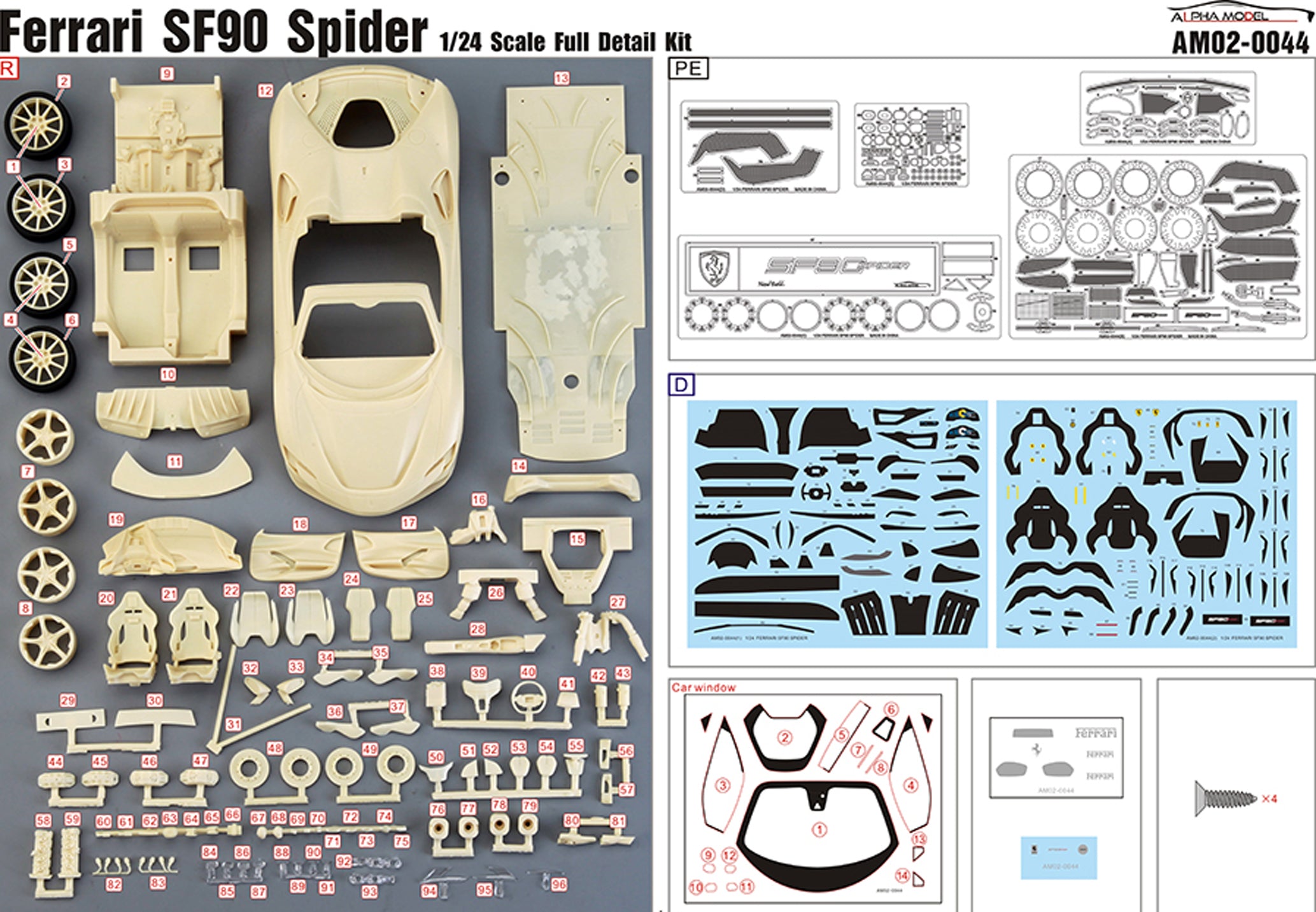 2021 Ferrari SF90 Spider 1:24 Alpha Model 02-0044 neu 2022