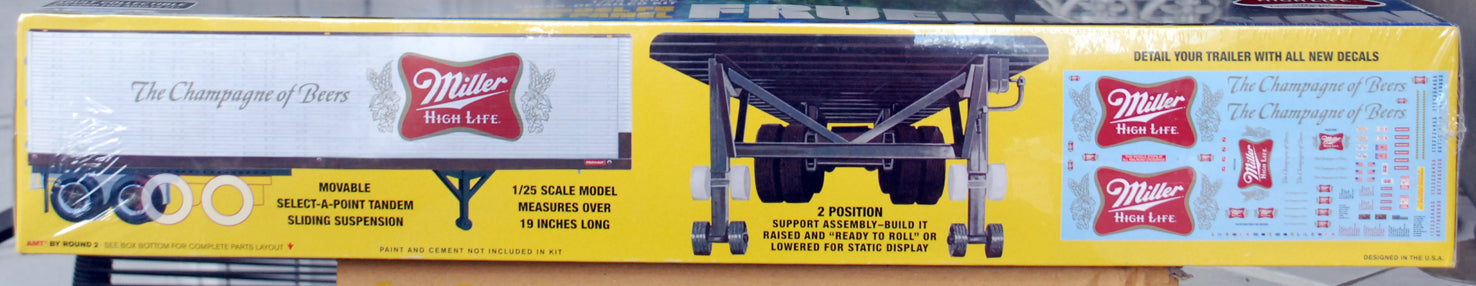 AMT 1234 Fruehauf Van Model: FB Beaded Panel Trailer Miller Beer 1:25