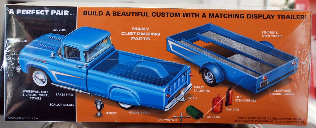 AMT 1407 1960 Ford F 100 Pickup Truck w. Trailer 1:25 Bausatz neu 2024