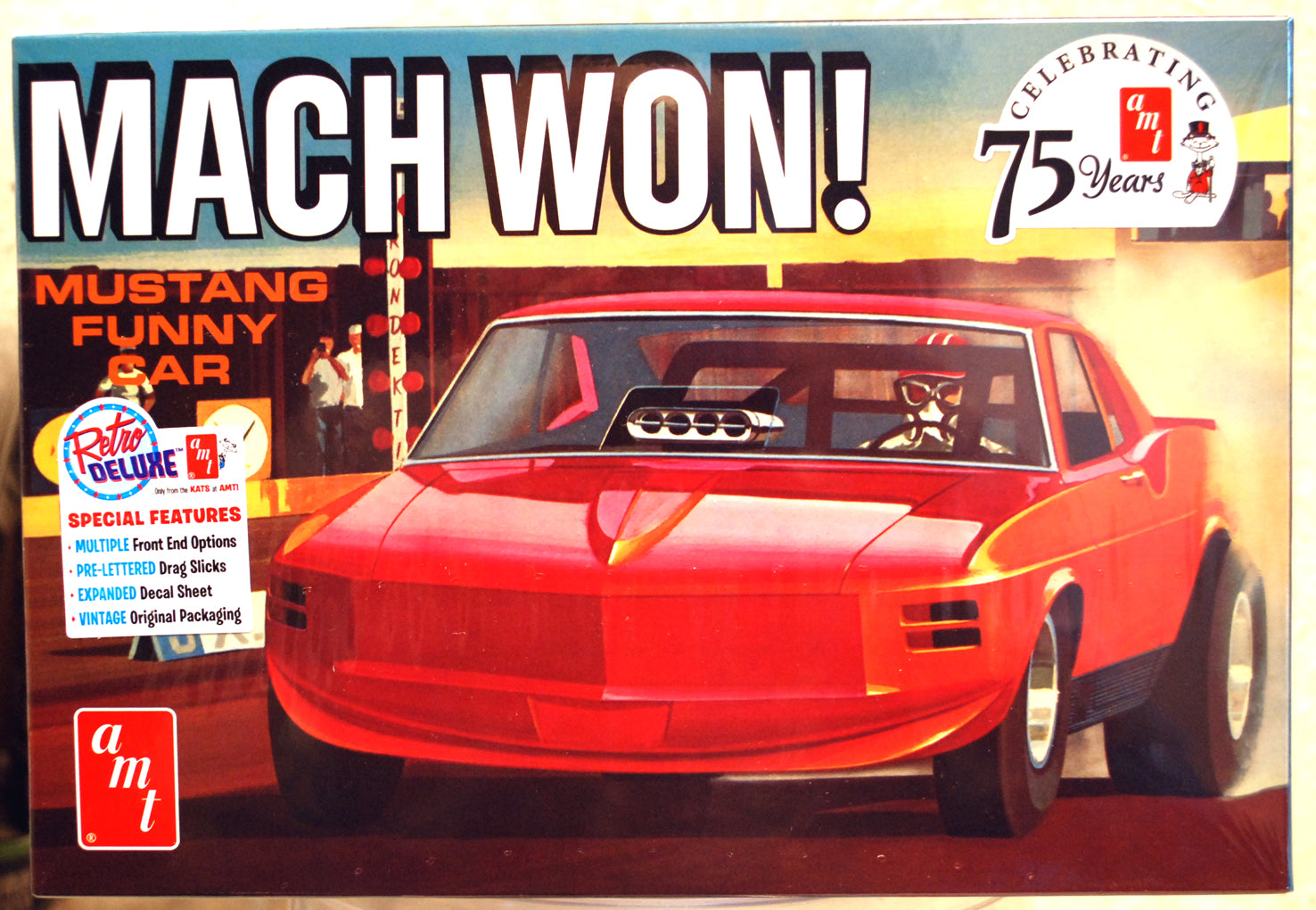 AMT 1455 1970 Ford Mustang Funny Car Mach Won! 1:25 Bausatz wieder neu 2024