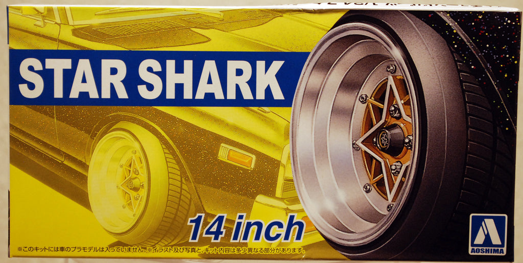 Aoshima 052587 Felgen Star Shark 14 Zoll inkl. Reifen 1:24 # 19
