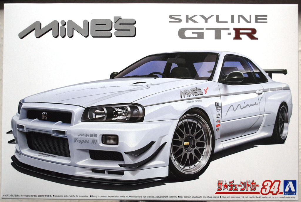 Aoshima 059869 2002 Nissan Skyline GT-R R34 BNR34 Mines JDM 1:24