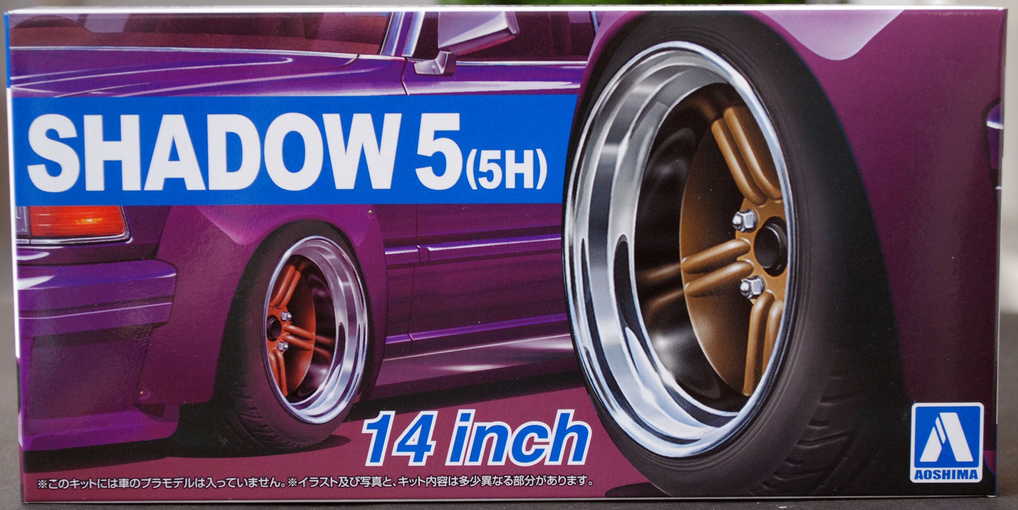 Aoshima 054376 Felgen Shadow 5 5H 14 Zoll inkl. Reifen 1:24 # 66