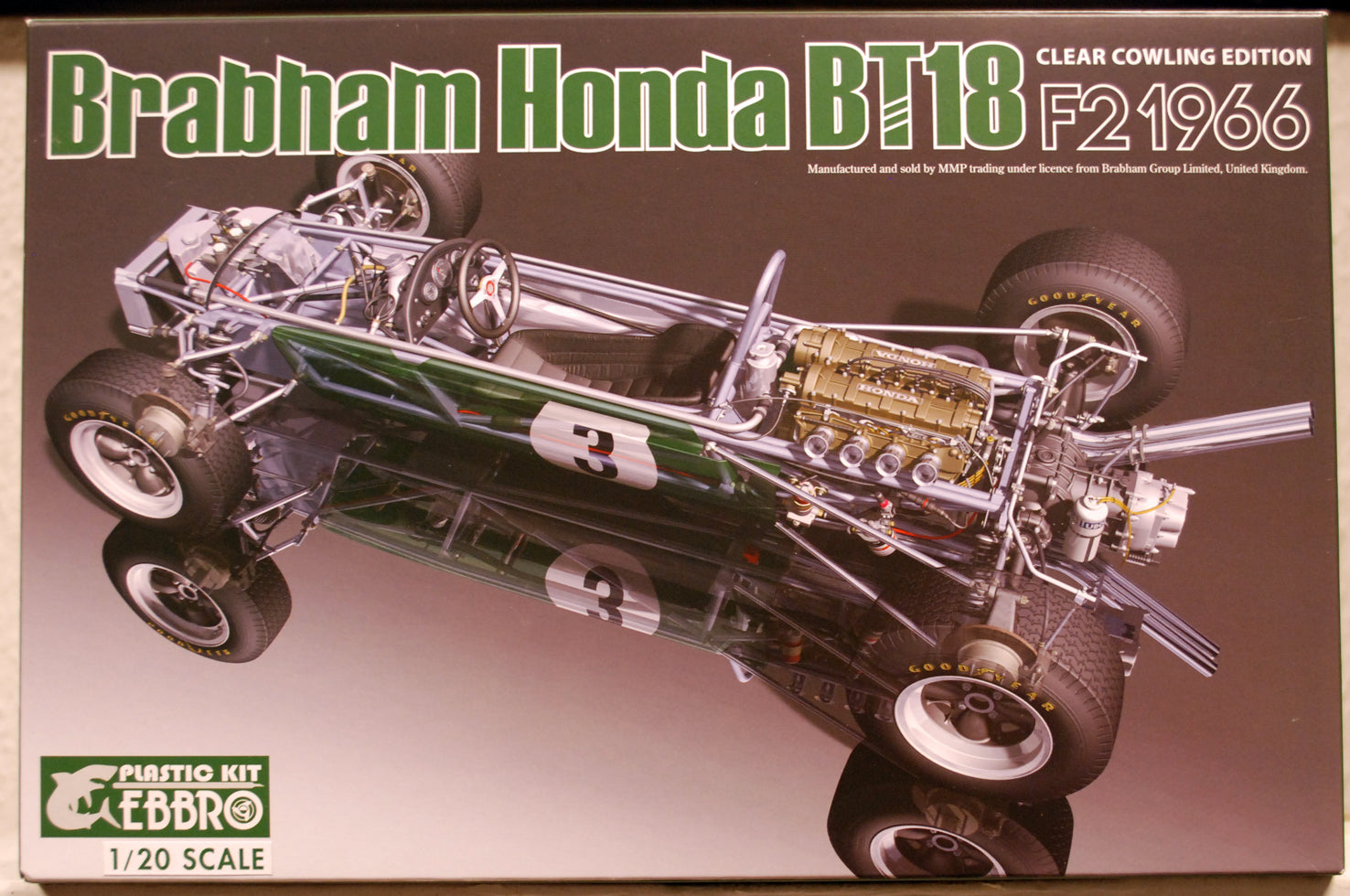 Ebbro 20025 1966 F2 Champion Brabham BT 18 Honda F-2 Clear Body 1:20