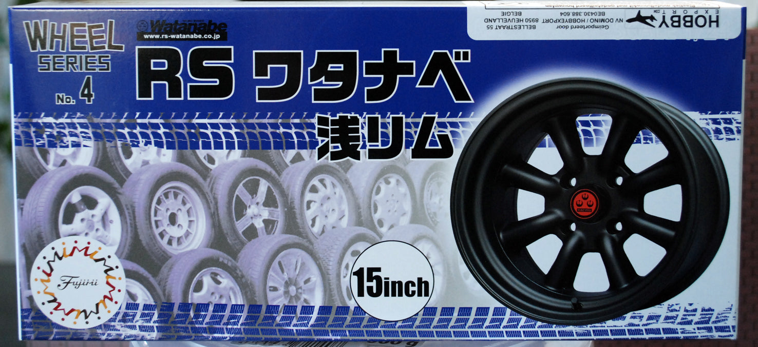 Fujimi 193458 Felgen Watanabe RS 15 Zoll inkl. Reifen Advan 1:24 #N04