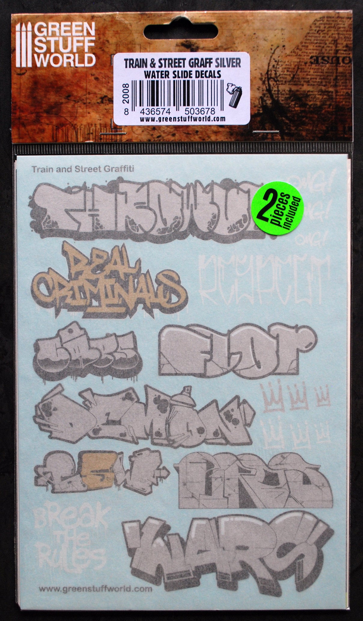Green Stuff World 2008 Train & Street Graffiti Silber Decals