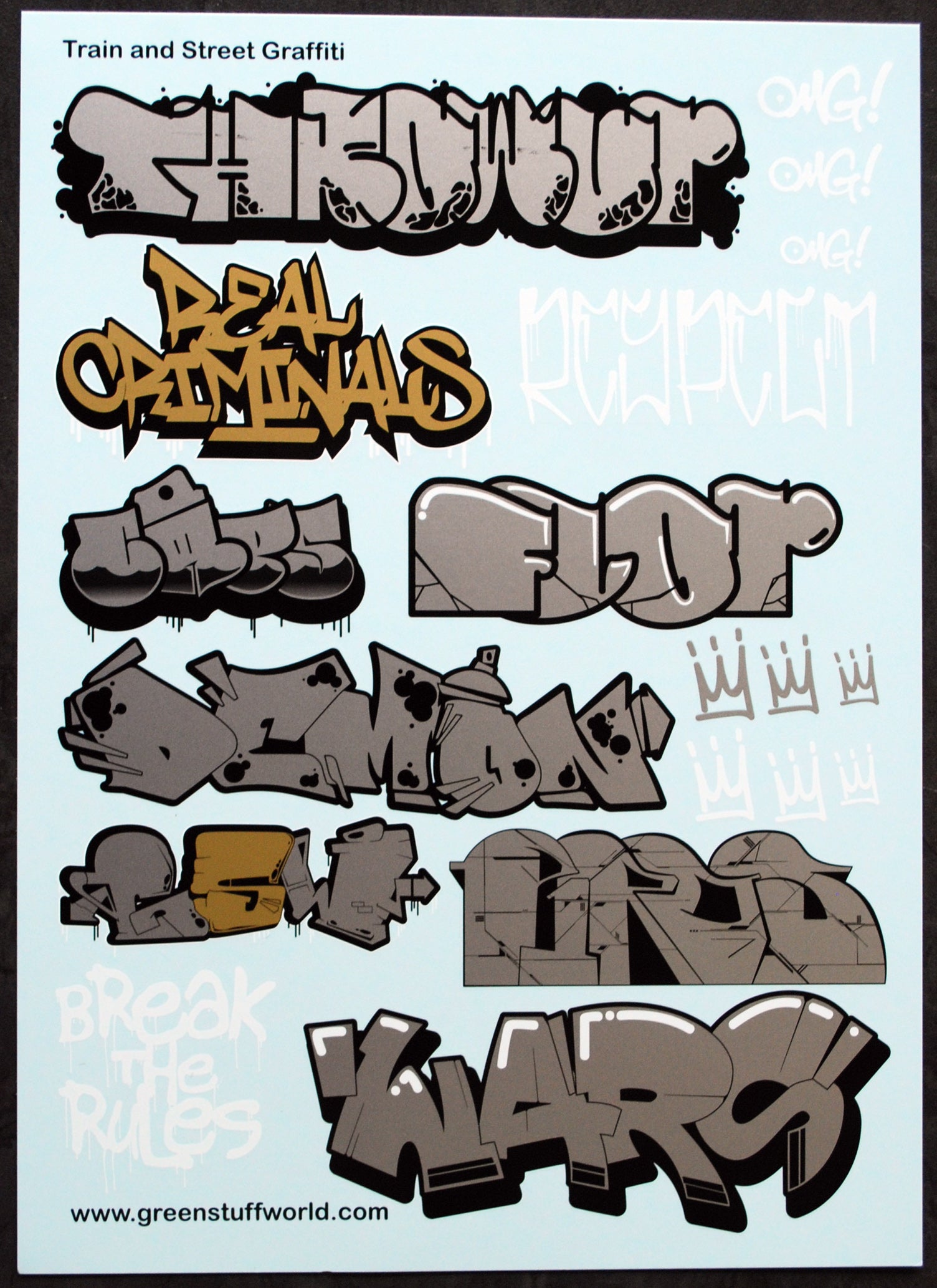 Green Stuff World 2008 Train & Street Graffiti Silber Decals