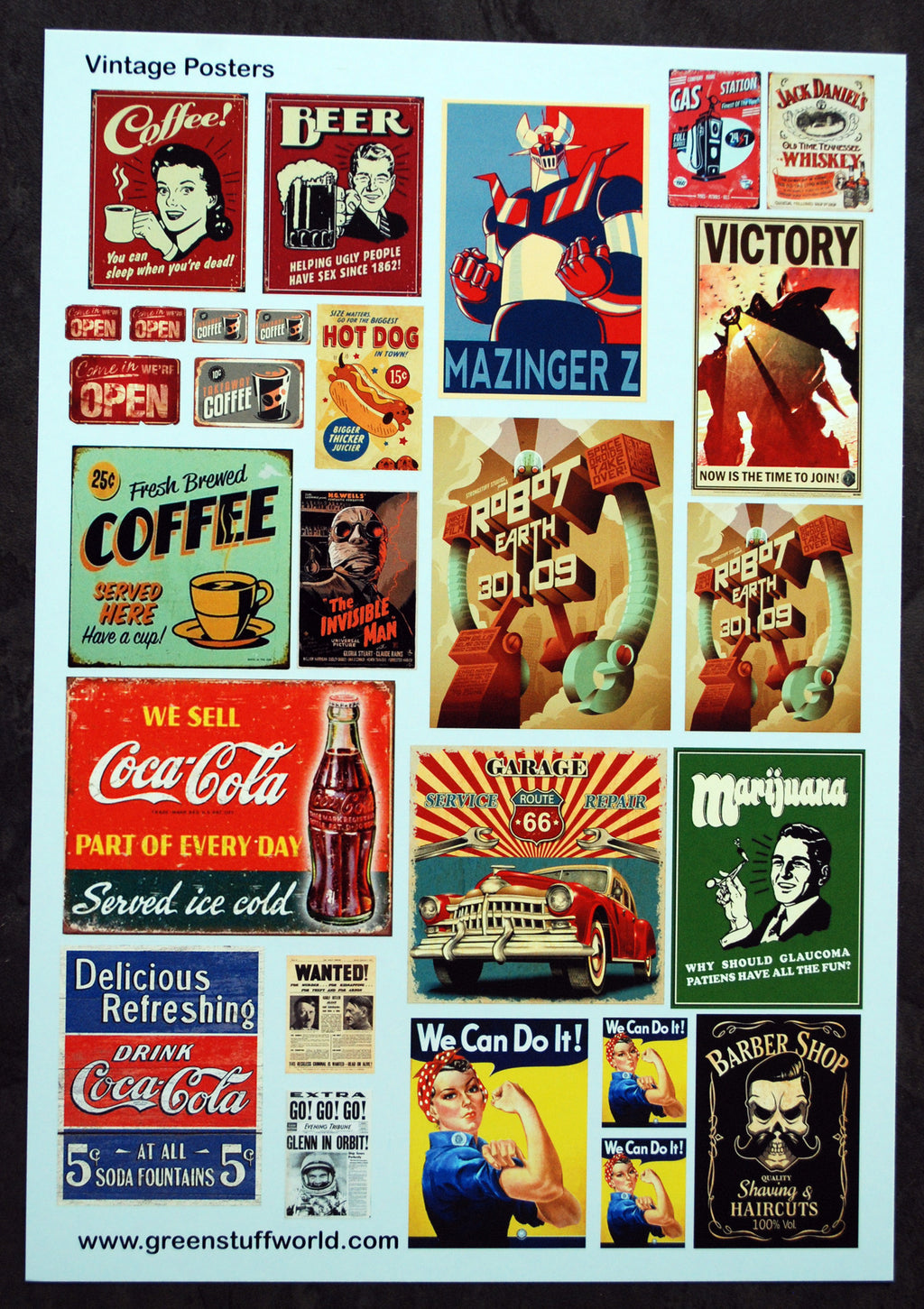 Green Stuff World 2010 Vintage Postersi farbig Decals
