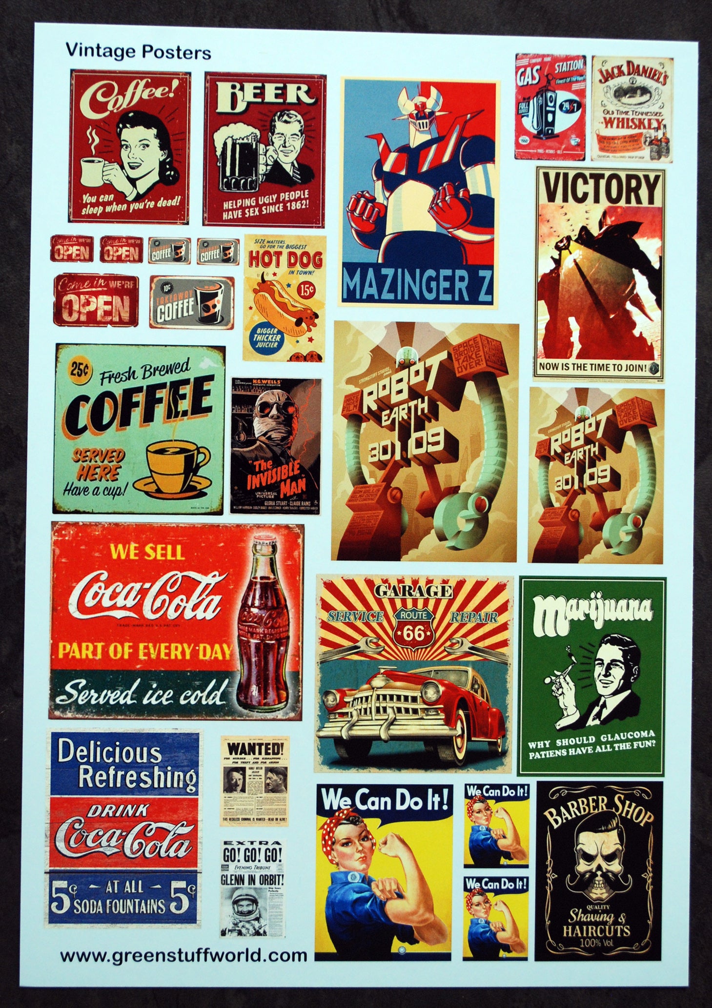 Green Stuff World 2010 Vintage Postersi farbig Decals