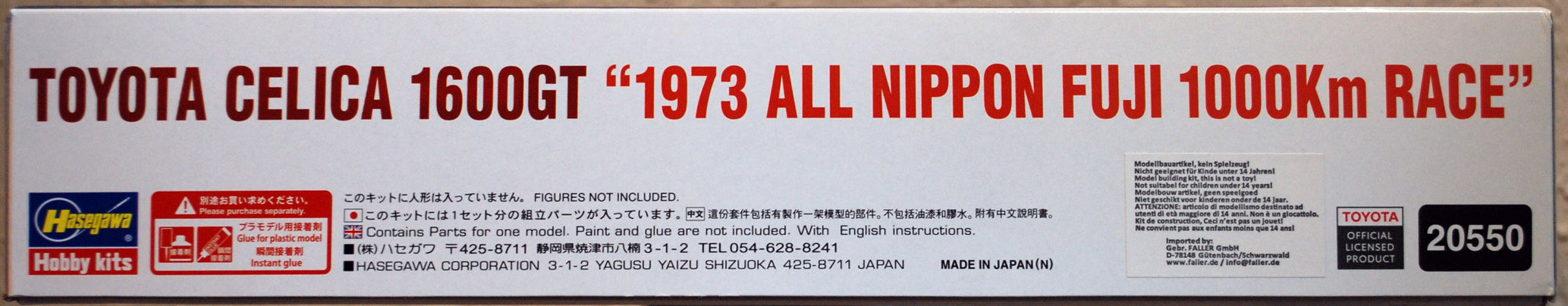 1973 Toyota Celica 1600 GT All Nippon Fuji 1.000 Km JDM 1:24 Hasegawa 20550