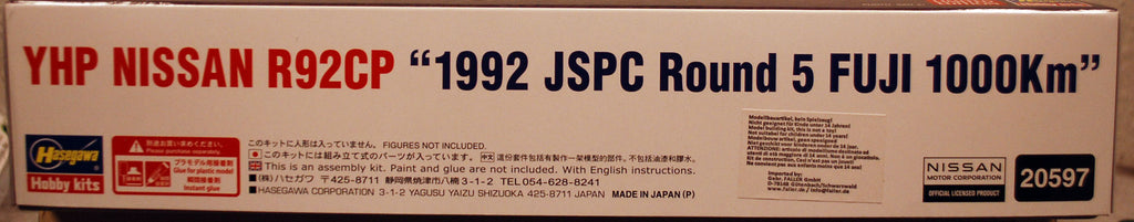 Hasegawa 20597 YHP Nissan R92CP 1992 JSPC Fuji 1.000 KM 1:24