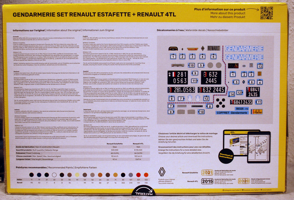Heller 50325 Renault Estafette + Renault 4 TL Gendarmerie 1:24 Neu 2022