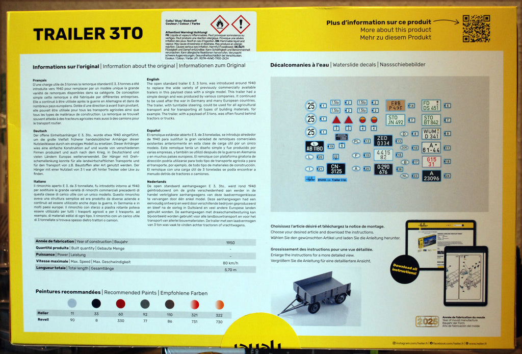 Heller 57410 Anhänger Trailer 3 To Starter Kit 1:24 neu 2025