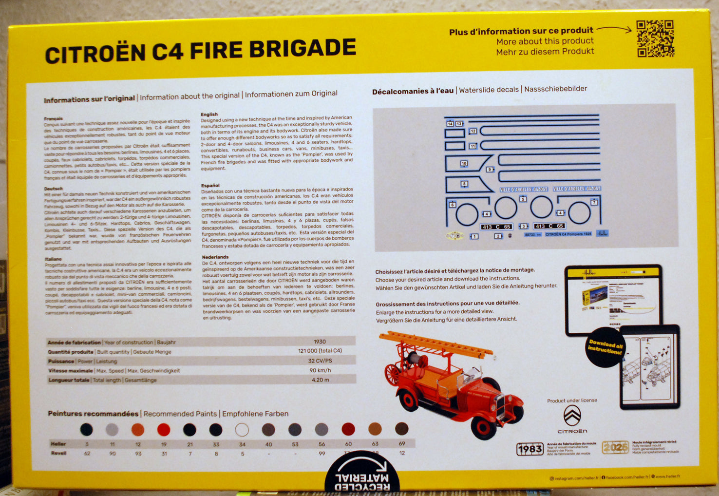 Heller 80733 1930 Citroen C 4 Fire Brigade Feuerwehr 1:24 Bausatz wieder 2025