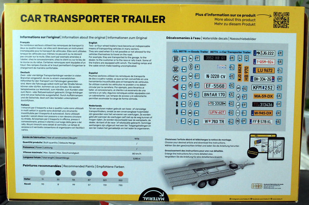 Heller 80774 Car Transporter Trailer Autoanhänger Transporter 1:24 neu 2024
