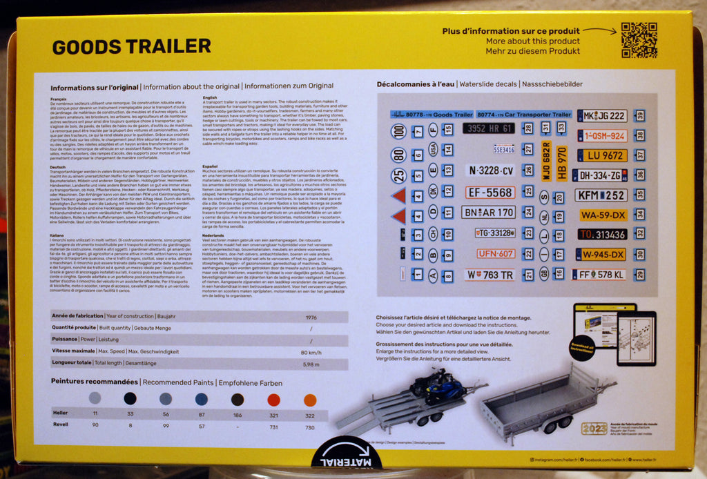 Heller 80778 Motocycle Transporter 4´n1 Goods Trailer 1:24 neu 2024