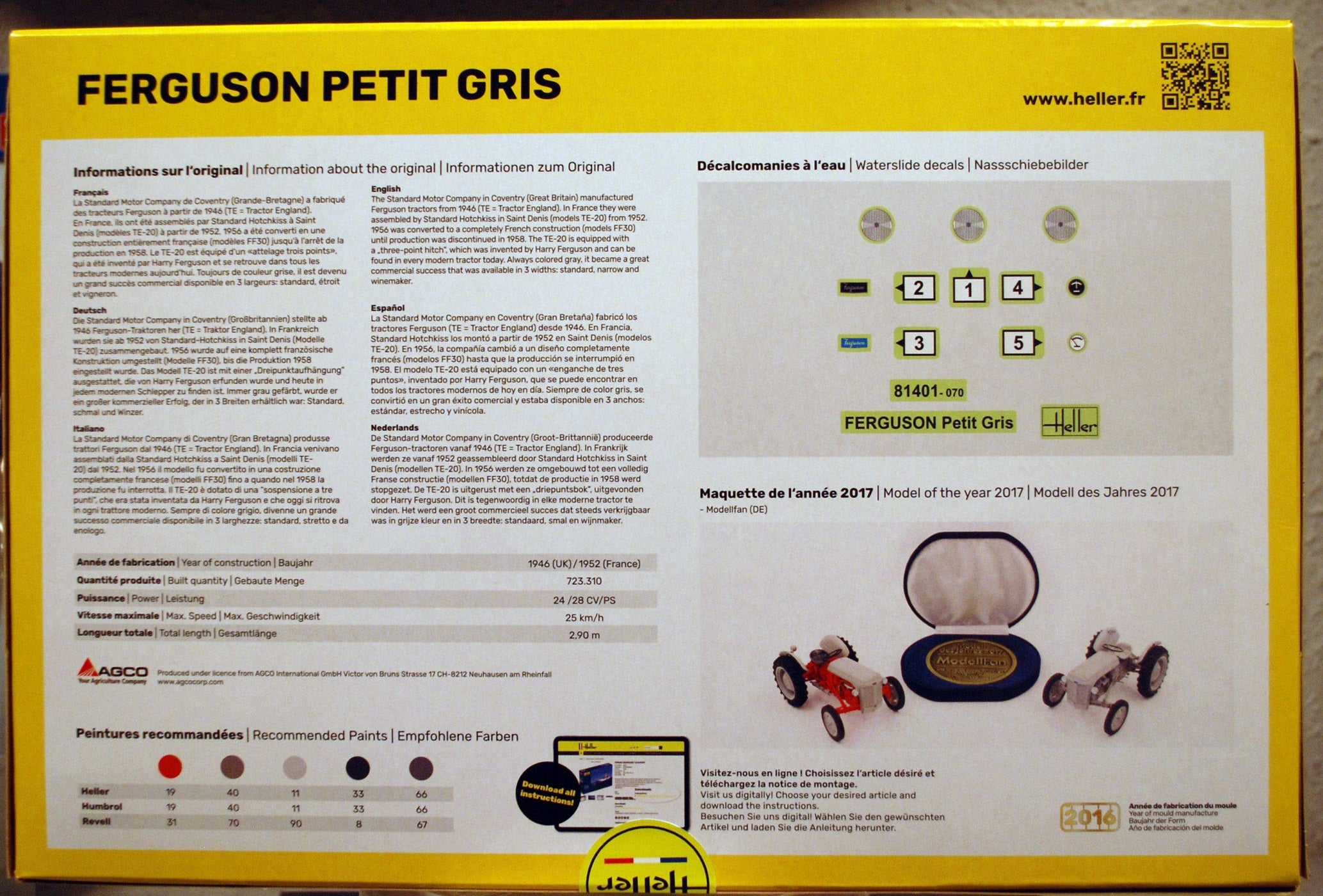 Heller 81401 1946 Ferguson TE-20 Petit Gris 1:24