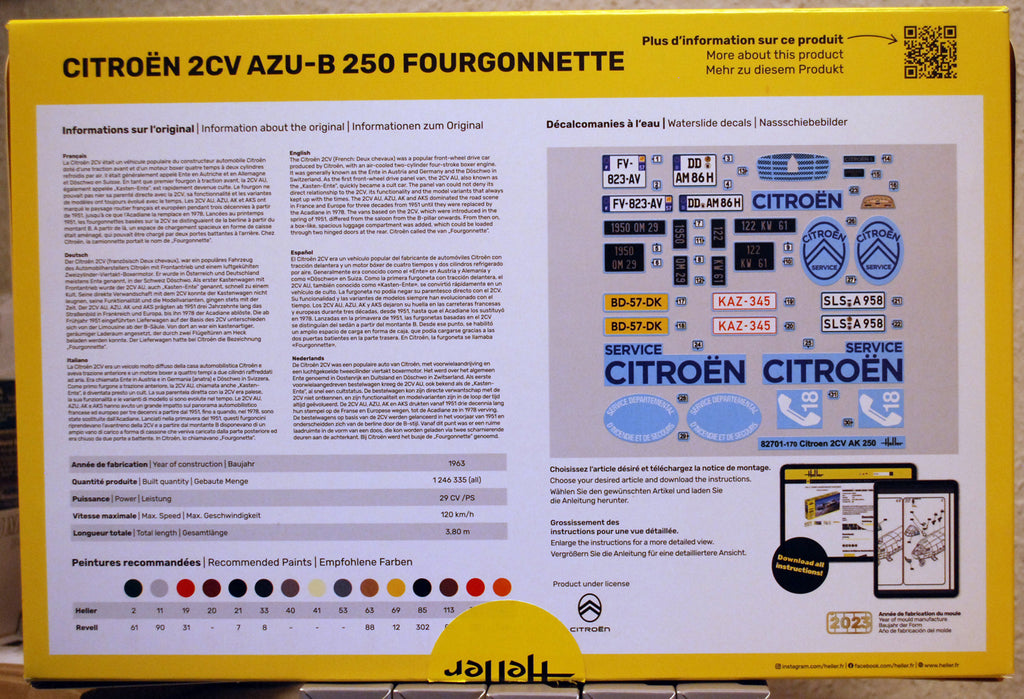 Heller 82701 1951 Citroen 2 CV AZU-B 250 Fourgonette 1:24 Bausatz neu 2026
