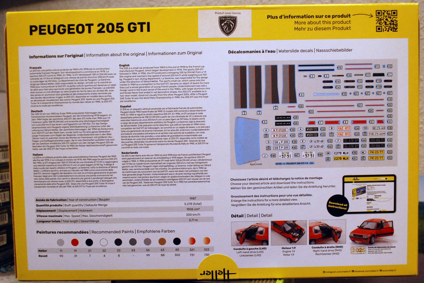 Heller 82705 1984 Peugeot 205 GTI 1:24 Bausatz neu 2024