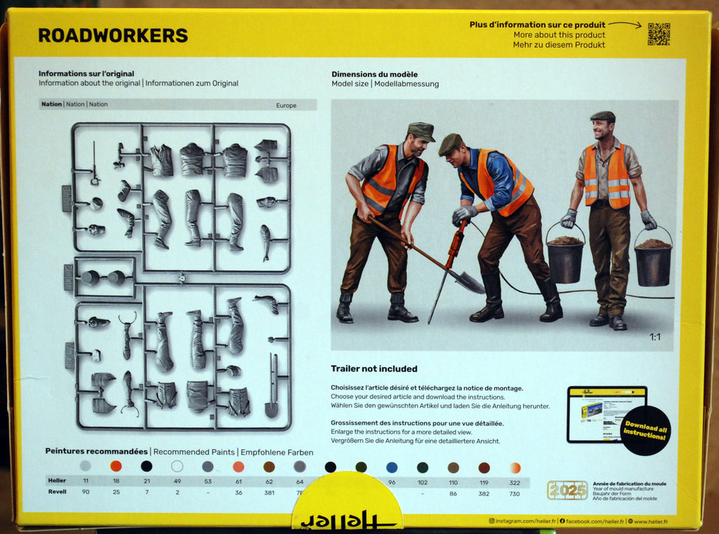 Heller 82754 Roadworkers Straßenbauarbeiter 1:24 Bausatz neu 2025