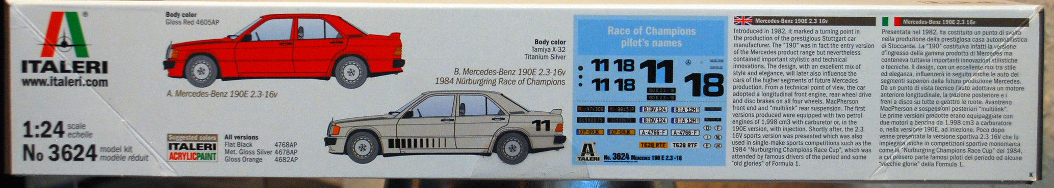 1984 Mercedes Benz 190E 2.3 16V 1:24 Italeri 3624