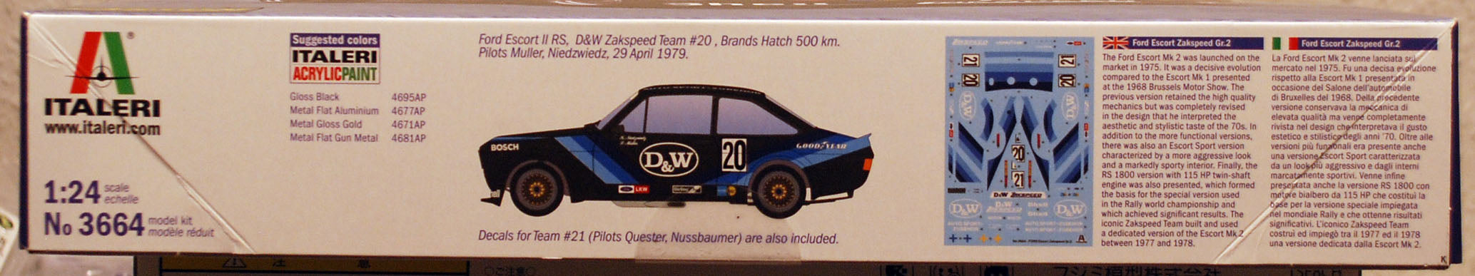 Italeri 3664 1979 Ford Escort Mk. II Zakspeed Gruppe 2 1:24