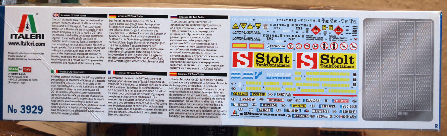 Italeri 3929 Tecnokar Trailer w. 20` Tank 1:24 Bausatz