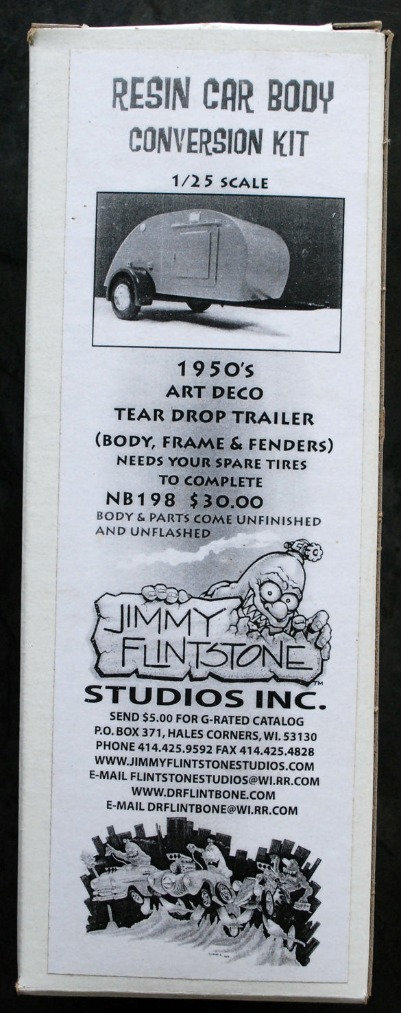 Jimmy Flintstone NB198 1950' Art Deco Teadrop Trailer Resin Body only 1:25