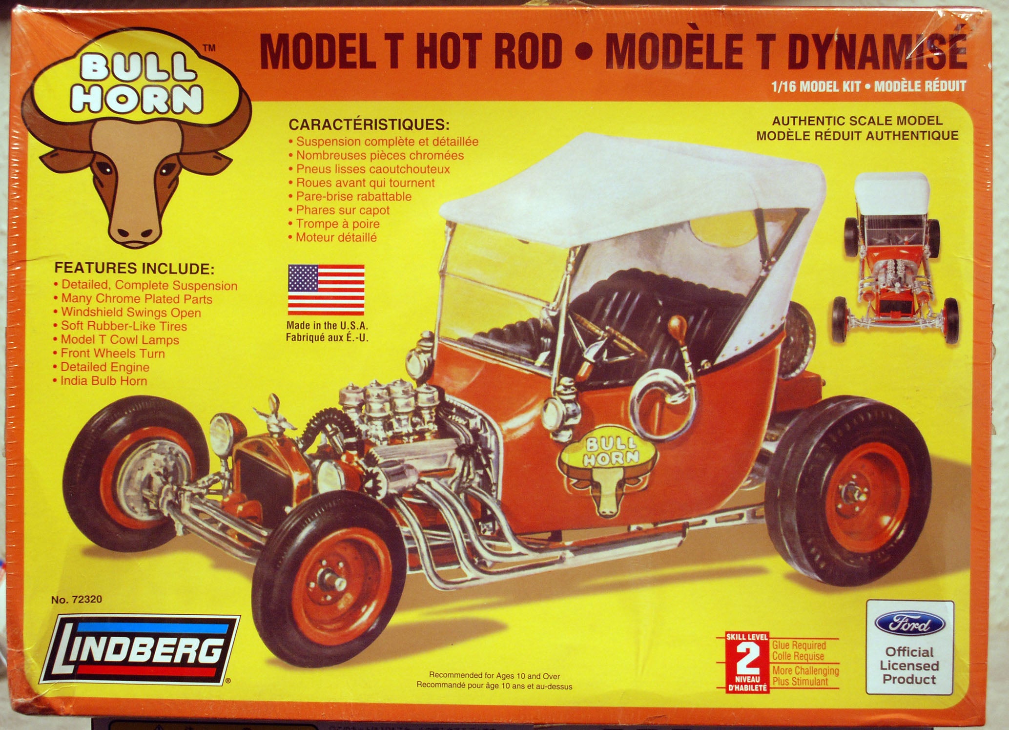 Lindberg 72320 Bull Horn Model T Hot Rod 1:16