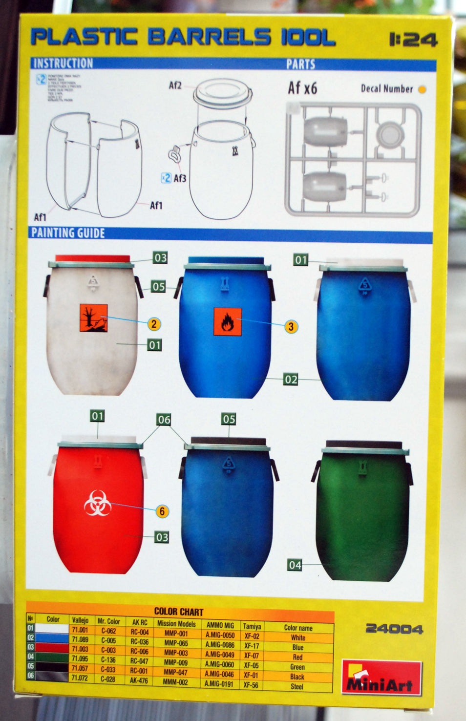 Mini Art 24004 Plastic Barrels Kunststofffässer 100 L 1:24 Bausatz Kit