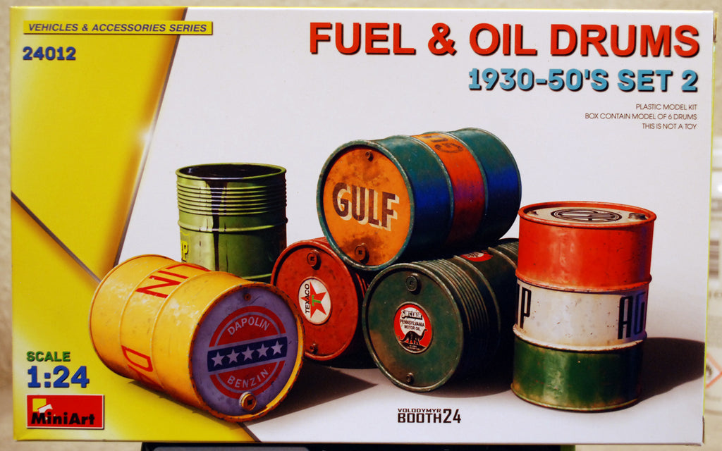Mini Art 24012 Modern Oil Drums Moderne Ölfässer 200 L Set 2 1:24 Bausatz Kit
