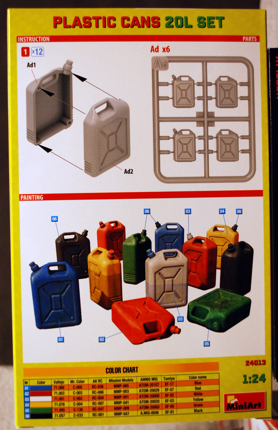 Mini Art 24013 Plastic Cans Kunststoff Kanister 20 L 1:24 Bausatz Kit