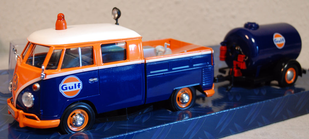 1959 Volkswagen VW T 1 Bulli Doka Gulf Straßenmeisterei 1:24 Motor Max 79674