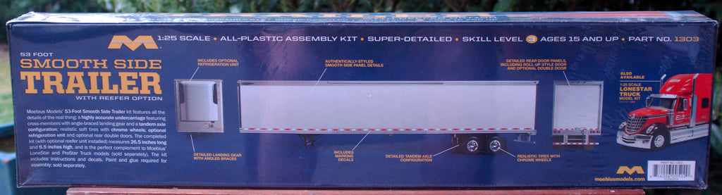 Moebius 1303 53' Smoothside Trailer w. Reefer Option 1:25