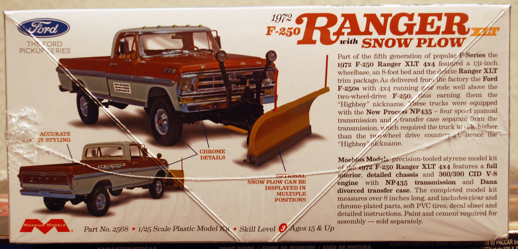 Moebius 2568 1972 Ford F 250 Ranger w. Snow Plow Pickup 1:25