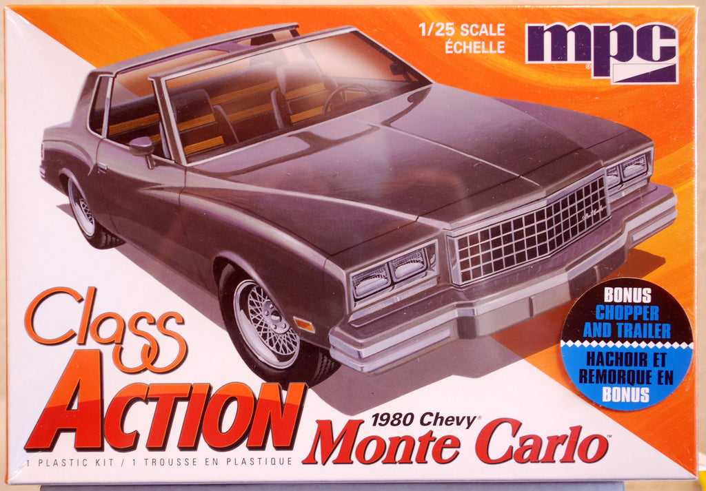MPC 967 1980 Chevrolet Monte Carlo w. Trailer and Bike 1:25