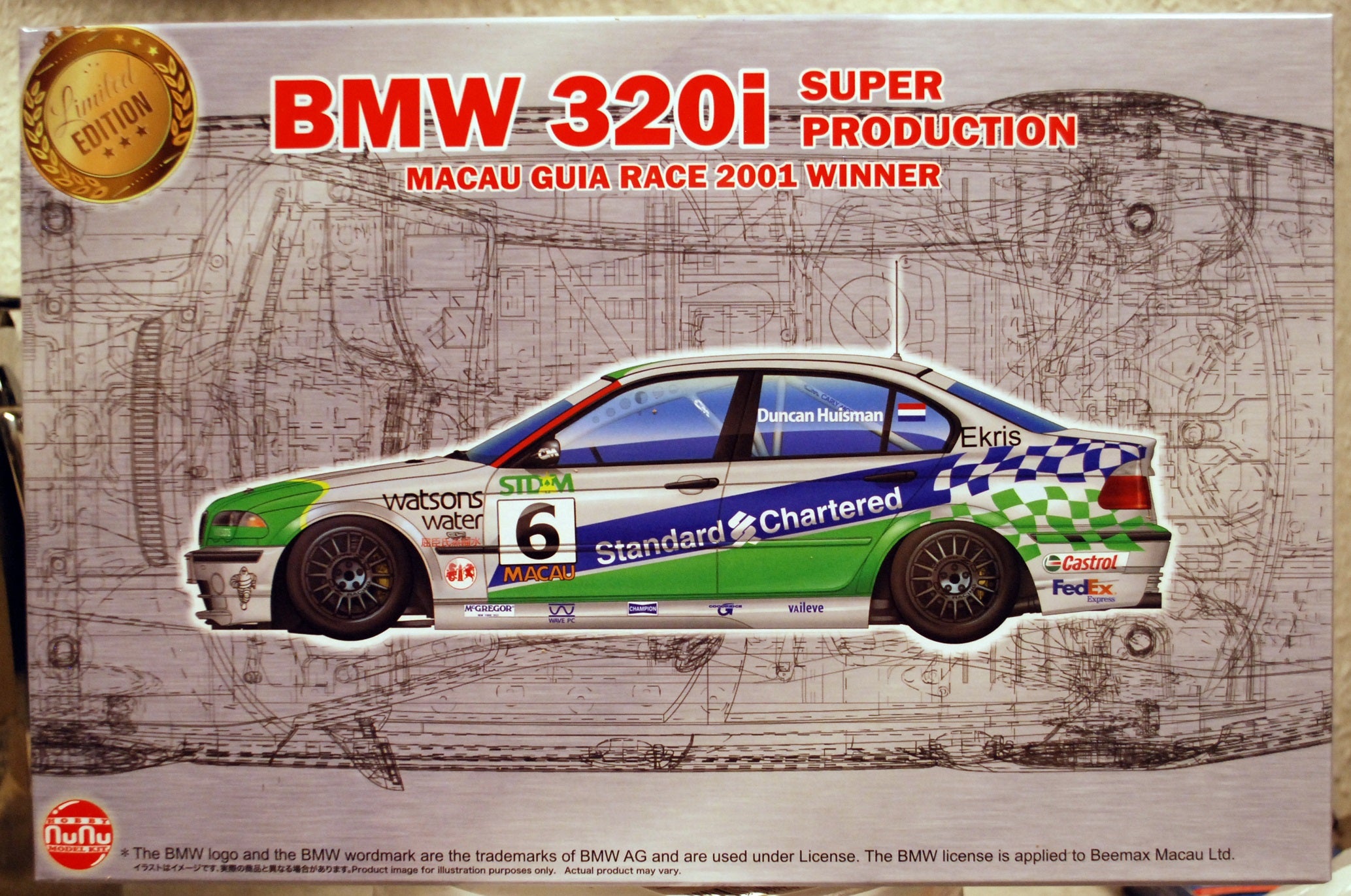 Nunu 24041 2001 BMW 320i E46 Macau Guia Race Winner 1:24