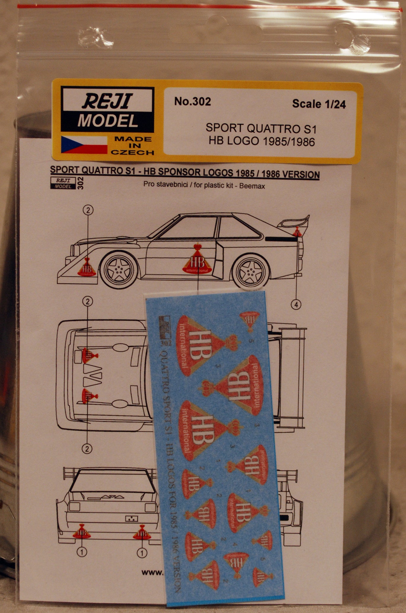 Reji Model 302 für 1986 Audi Quattro Monte Carlo Rallye HB Decals 1:24