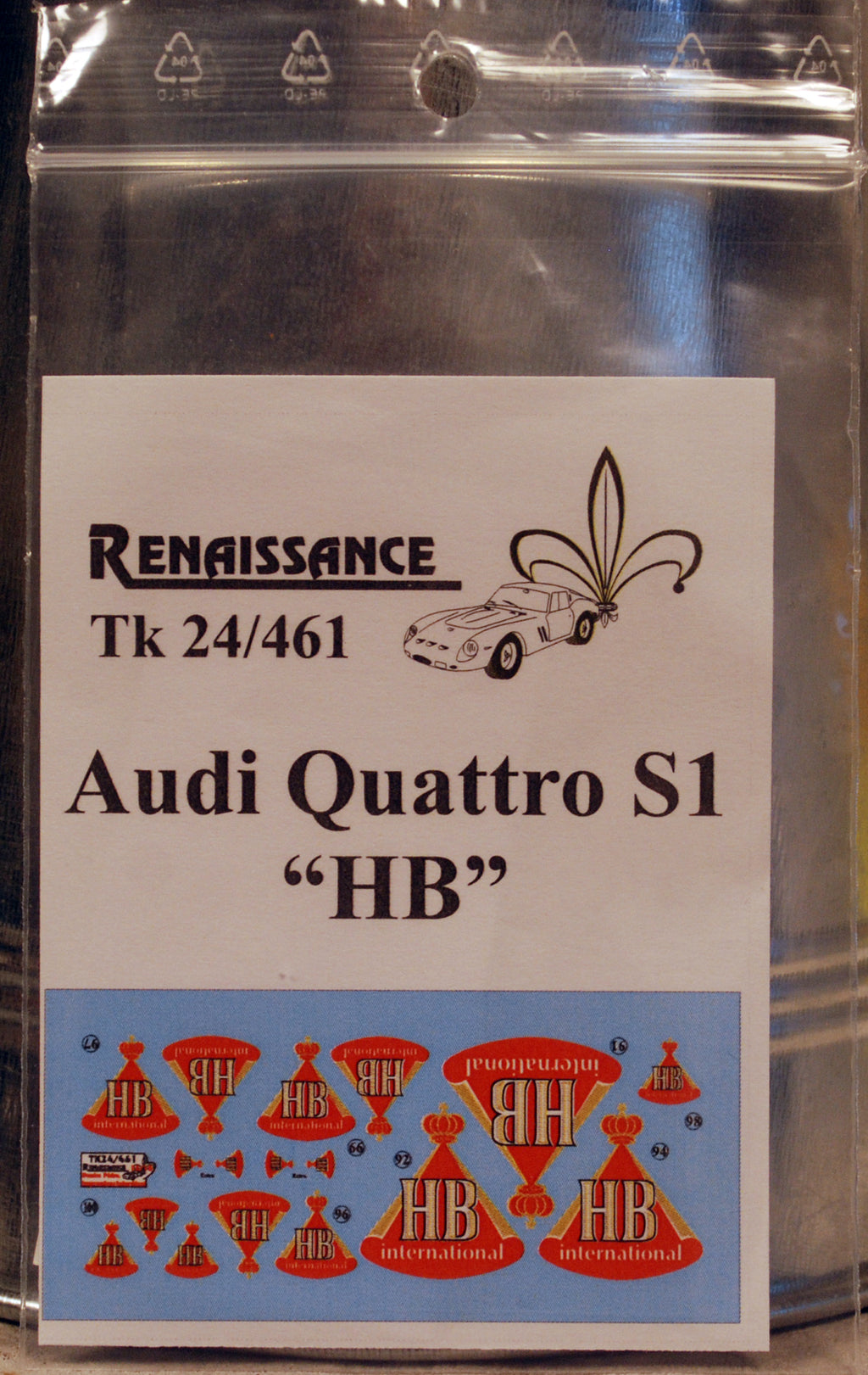 Renaissance Tk24-461 für 1986 Audi Quattro Monte Carlo Rallye HB Decals 1:24