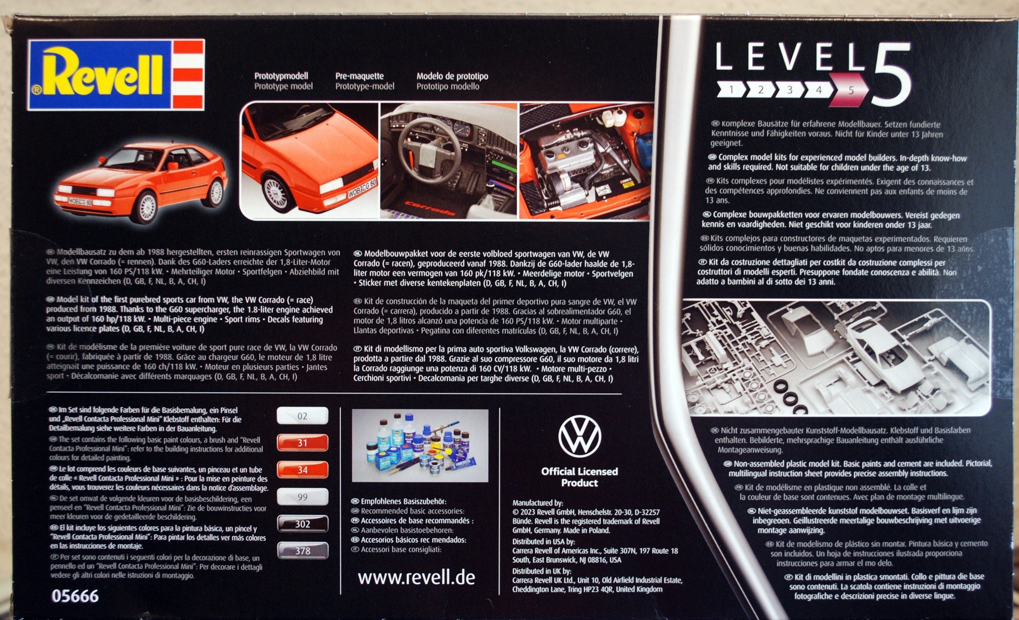 Revell 05666 1988 Volkswagen VW Corrado 1:24 Geschenk Set 35 Jahre